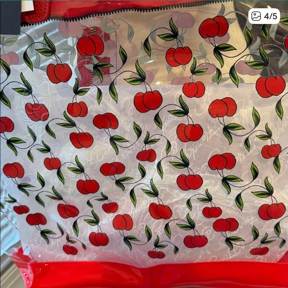 Ed Hardy Clear Tote with Red Cherry Design - Picture 4 of 7